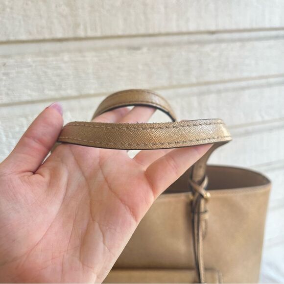 MICHAEL KORS Gold Champagne Pocket Jet Set Hamilton Voyager Tote - Picture 4 of 10